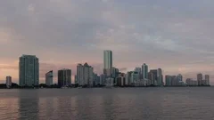 4K Time Lapse Miami Skyline Medium Close Up