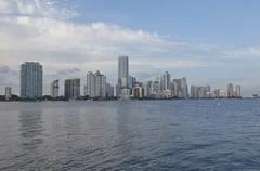 Miami City Skyline Panorama At Day