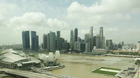 Timelapse Singapore Skyline Aerial View Zoom Out