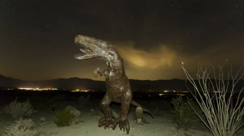 4K Time Lapse Of Dinosaur With Stars