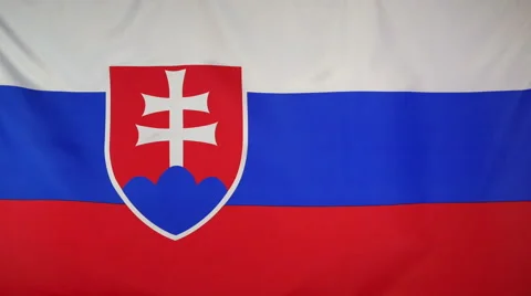 Slovakia Flag Real Fabric Close Up 4K