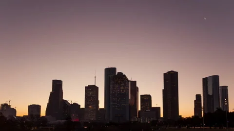 4K Timelapse Houston Skyline Sunrise Panorama