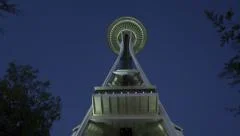 Time Lapse Zoom In Of Seattle Space Needle Night