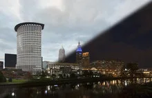 Cleveland skyline downtown night