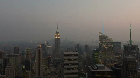 4K Timelapse New York Aerial Sunset Zoom Out