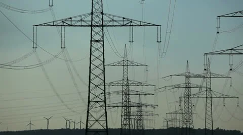 Wind Turbines And Power Lines