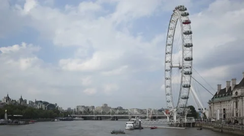 4K Time Lapse Close Up London Eye At River Thames