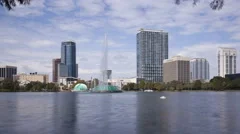 4K Time Lapse Orlando Skyline From Lake Eola