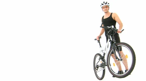 Athlete Shows Bicycle With Copyspace