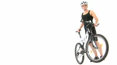 Athlete Shows Bicycle With Copyspace