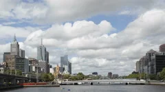 4K Time Lapse Close Up Melbourne Yarra River Downtown