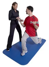 Personal trainer with client doing weightlifting