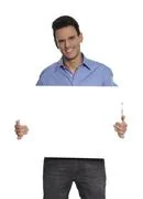 Man With White Sign Board