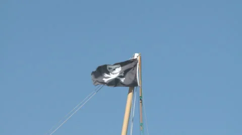 Pirate Flag Waving In The Wind