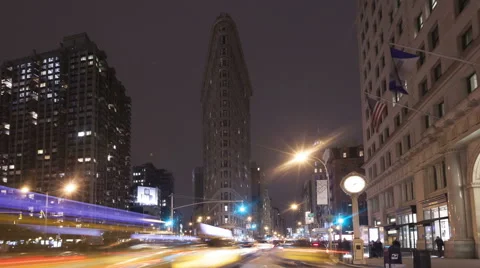 Time Lapse Zoom Out Traffic Flatiron Building Nyc
