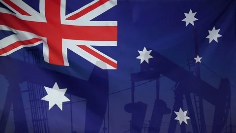 Australia Flag Slow Motion Oil Production Concept