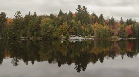 4K Time Lapse Zoom Out Fall Colors At A Lake