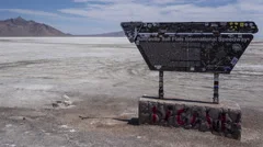 4K Time Lapse Zoom Out Salt Lake Sign Race Track