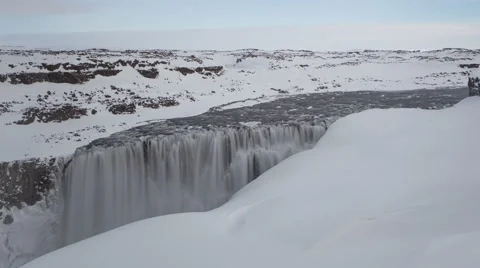 4K Time Lapse Zoom Out Dettifoss Waterfall