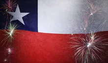 Chile Flag Firework Grunge Concept real fabric