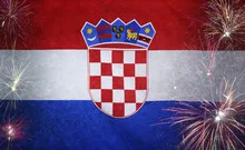 Croatia Flag Firework Grunge Concept real fabric