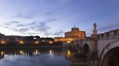4K Time Lapse Twilight Rome Castel Sant Angelo