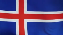 Iceland Flag Real Fabric Close Up 4K