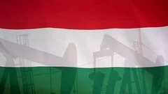 Hungary Flag Slow Motion Oil Production Concept