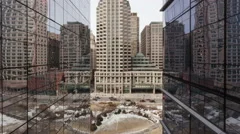 4K Time Lapse Of Traffic On Office Building Reflection