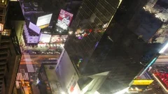 Timelapse Close Up Pan Shot Aerial View Of Times Square
