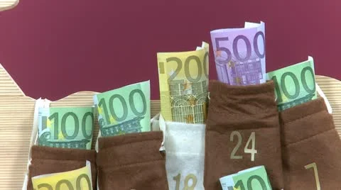 Euro Bills In Advent Calendar