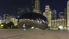 4K Time Lapse Zoom Out Cloud Gate At Night