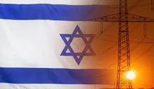 Energy Concept Israel Flag with sunset power pole