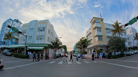 Miami Beach crossing Ocean Drive timelapse