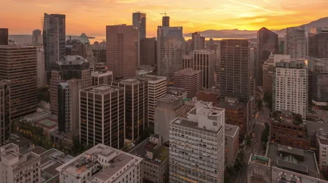 4K Time Lapse Close Up Vancouver Skyline Sunset