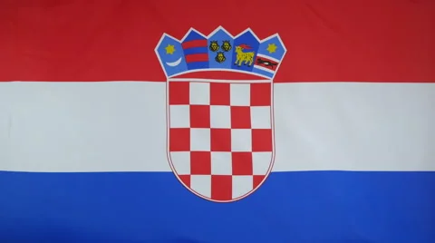Croatia Flag Real Fabric Close Up 4K