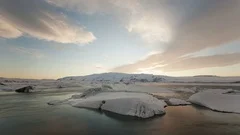 4K Time Lapse Zoom In Jökulsarlon Sunset