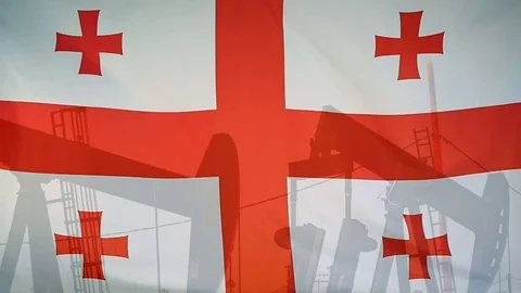 Georgia Flag Slow Motion Oil Production Concept