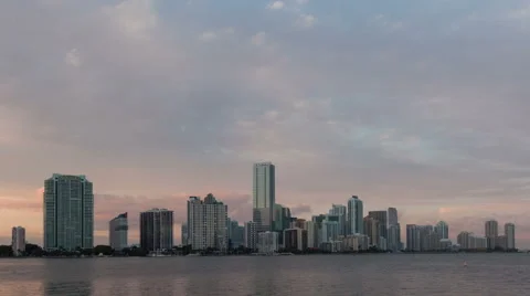 4K Time Lapse Miami Skyline Zoom Out