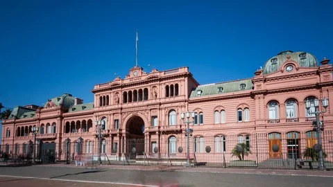 4K Timelapse Casa Rosada Buenos Aires Zoom Out (Editorial)