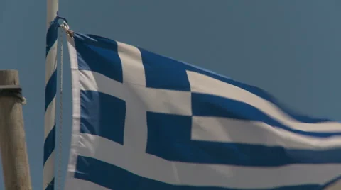 National Flag Of Greece Waving In The Wind