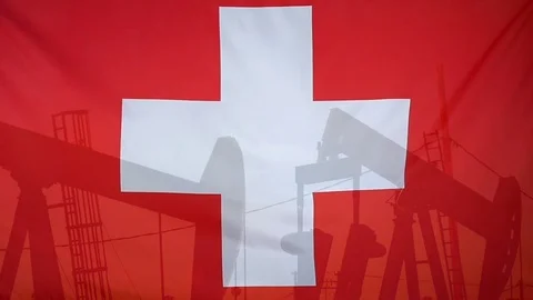 Switzerland Flag Slow Motion Oil Production Concept