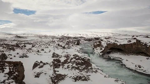 4K Time Lapse Godafoss Waterfall