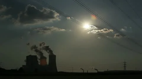 Power Plant With Huge Cooling Towers