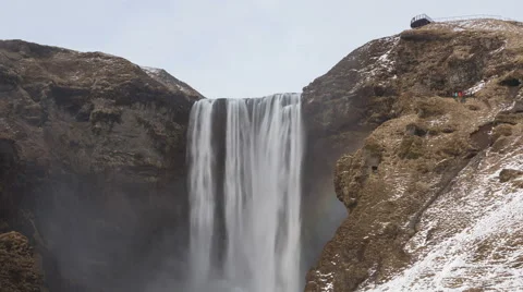 4K Time Lapse Tilt Shot Down Skogafoss Waterfall