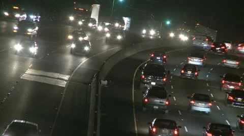 Highway Traffic At Night