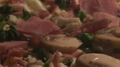 Time Lapse Pan Shot Pizza With Ham And Mushrooms
