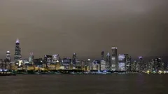 4K Time Lapse Zoom In Chicago Skyline Night