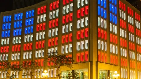 4K Timelapse Zoom Out Indianapolis American Flag