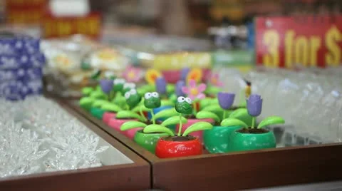 Swinging Plastic Flowers 